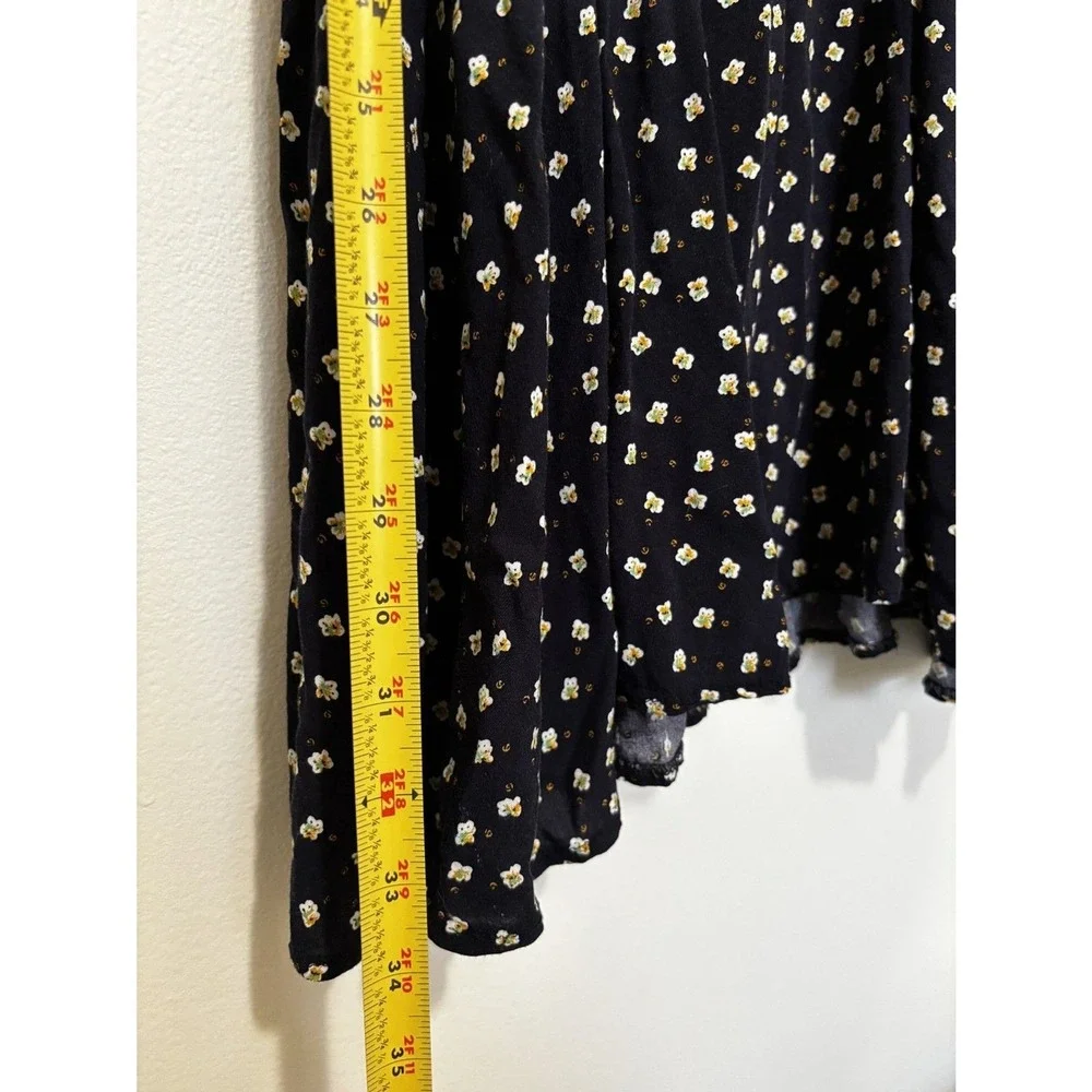 Floral Mini Slip‎ Dress XL Black Daisy Soft Spaghetti Strap Cottage Y2K Sundress